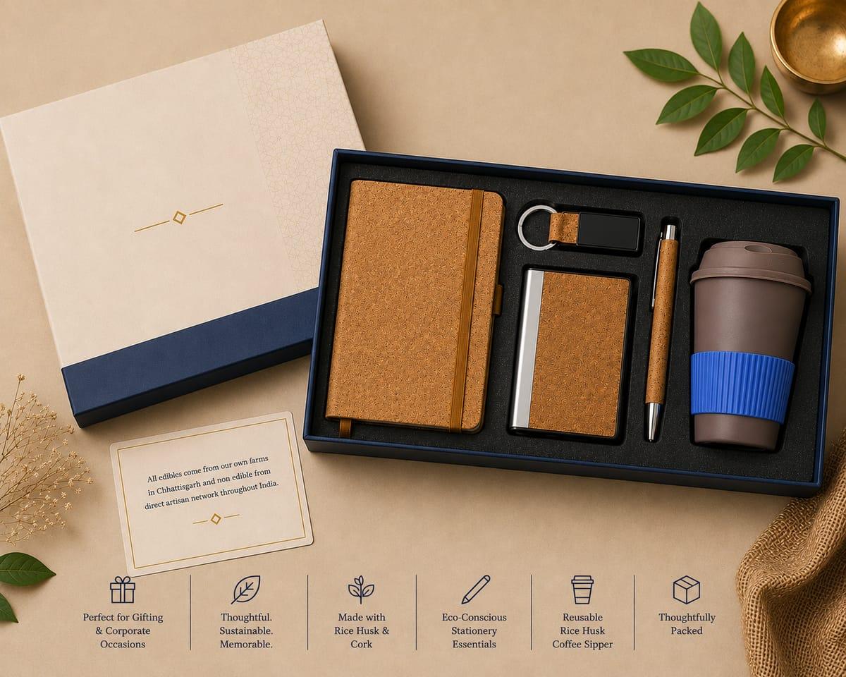 The Rice Husk & Cork Stationery Set